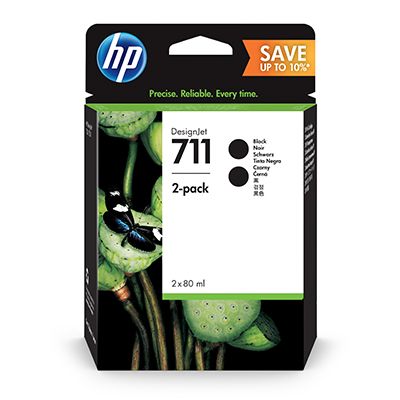 HP No.711 Value Pack of 2 Ink Cartridge Black 80ml T120 T520 T125 T130 T525 T530