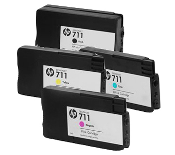 HP 711 T120 T520 T125 T130 T525 T530 Cartridges Value pack - Full Set - 1 x 38ml Black  3 x 29ml Colours